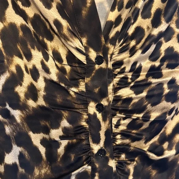 Zara Animal Print Blouse in Black and Brown - Picture 4 of 6